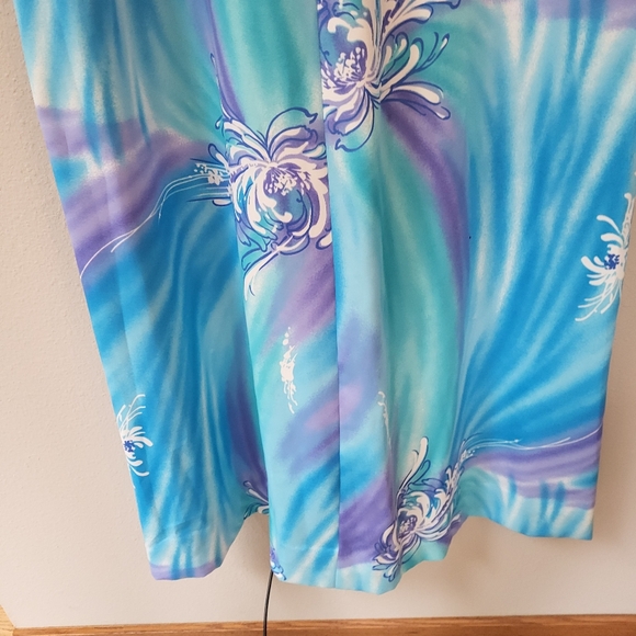 VTG 70s Liberty House Of Hawaii Maxi Dress Size 14 Blue Purple Floral Polyester - Picture 5 of 12